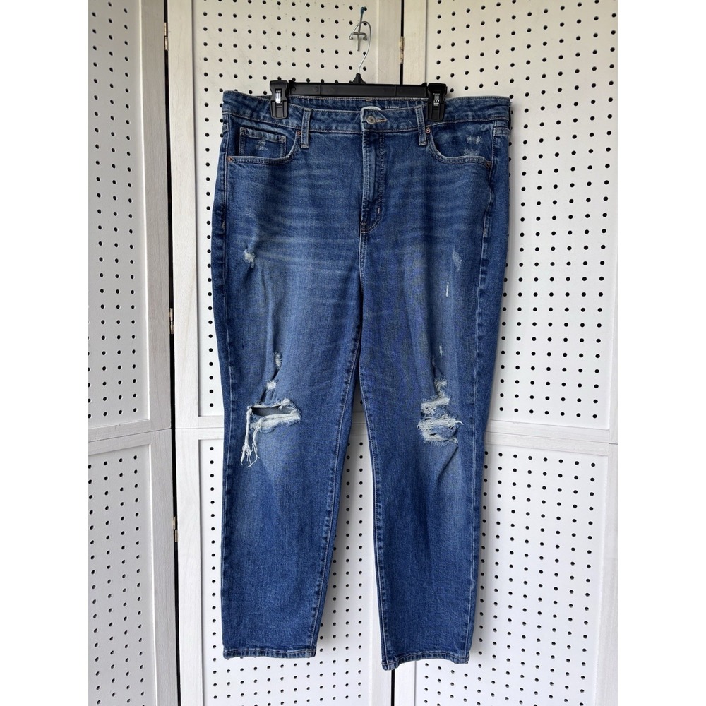 Old Navy O.G. Straight High Rise Jeans Women's 18 Ripped Secret Slim Pocket
